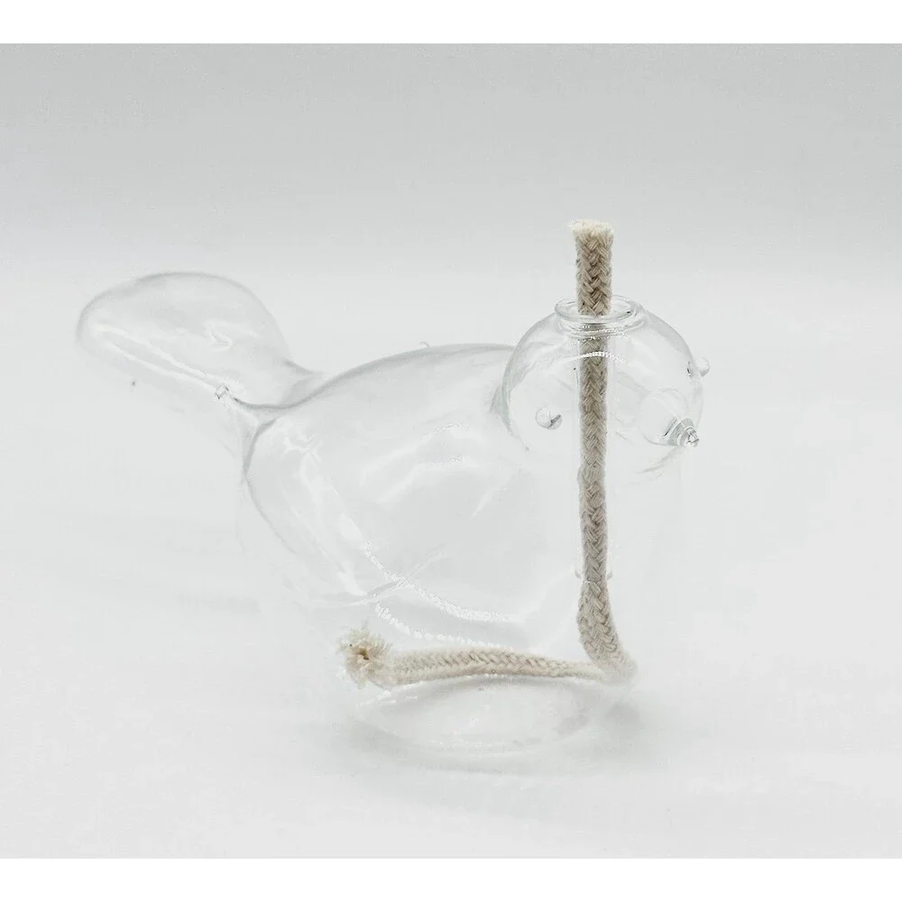 Hand-Blown Clear Glass Bird Oil Lamp Propagation Planter Bud Vase